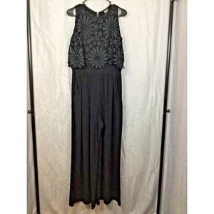 Taylor Sleeveless Jumpsuit Romper Pant Lace Overlay Size 12 Black One Piece